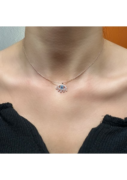 925 Ayar Gümüş Göz Motifli Kolye