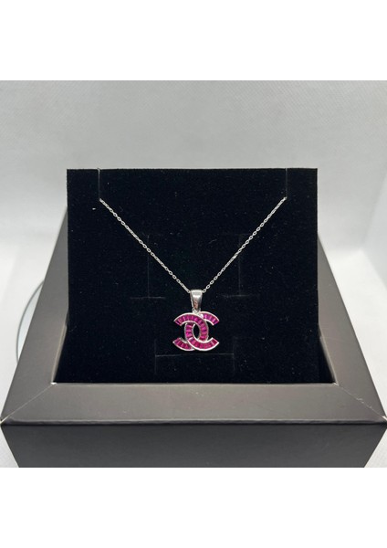 925 Ayar Gümüş Pembe Zirkon Taşlı Kolye fiyatları