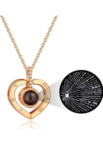 925 Ayar Gümüş Gold Kaplama 100 Dilde Seni Seviyorum Kolye