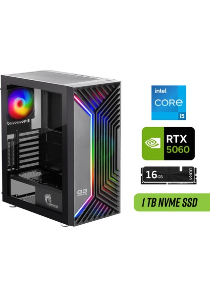 Rtx 5060 Gaming Pc | Intel Core I5-14400F | 16GB Ram | 1tb SSD | Hazır Oyun Bilgisayarı