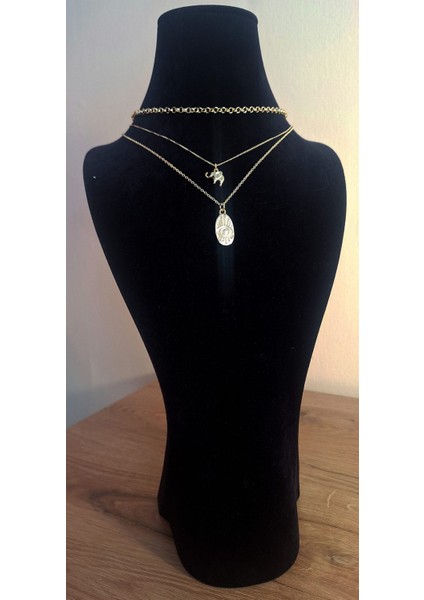 3’lü Set Altın Renk Fil ve Nazar Göz Figürlü Kadın Kolye fırsatları