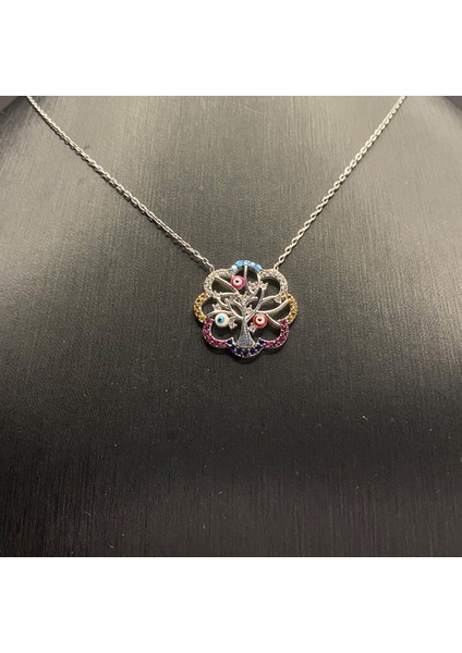 925 Ayar Gümüş Renkli Taşlı Gözlü Hayat Ağacı