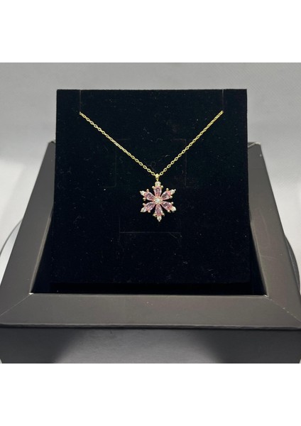 925 Ayar Gümüş Pembe Safir Taşlı Lotus Kolye fiyatları