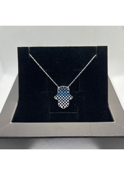 925 Ayar Gümüş Mavi Taşlı Fatmanın Eli Kolye fiyatları