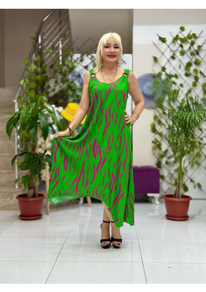 HL14015 Omzu Halkalı Askılı Viskon Hilal Elbise fiyatları