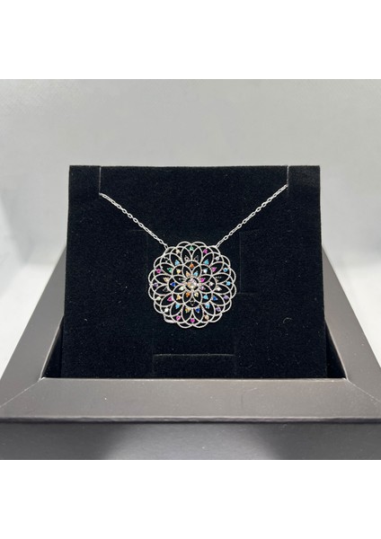 925 Ayar Gümüş Renkli Taşlı Mistik Yaşam Çiçeği Kolye fiyatları