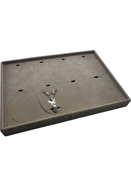 Süet Kumaş Füme 34-24 cm Ayaklı 8 Pedli Kolye Tabla Stand fiyatları