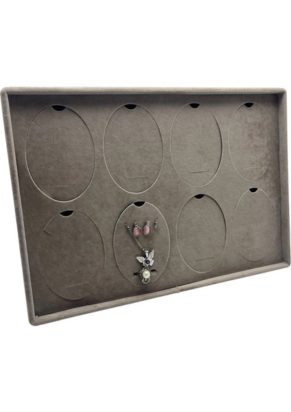 Süet Kumaş Füme 34-24 cm Ayaklı 8 Pedli Kolye Tabla Stand fırsatları