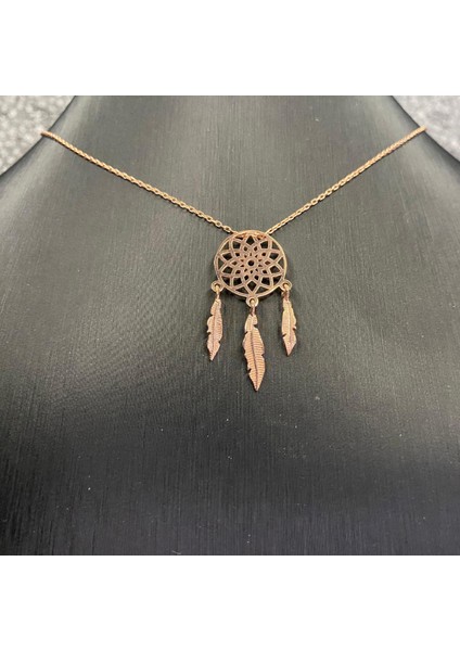 925 Ayar Gümüş Rose Kaplama Rüya Kapanı Kolye