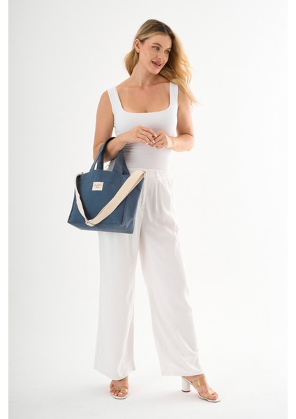 Miranda Mumlu Kanvas Su Geçirmez Kadın Omuz El Çantası Lise ve Üniversite Okul Çantası(En:28 Boy:25)