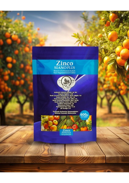 ZİNCO SİANO PLUS 600grORGANİK ŞELATLI %12 ÇİNKO %2 BOR ve DİĞER ELEMENTLER KOMBİ GÜBRE