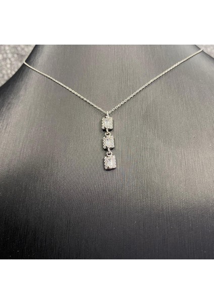 925 Ayar Gümüş Sıralı Kristal Senfoni Kolye