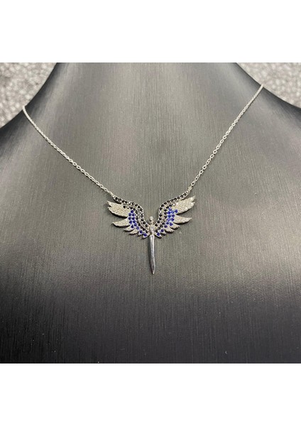 925 Ayar Gümüş Renkli Taşlı Mikail Meleği Kolye
