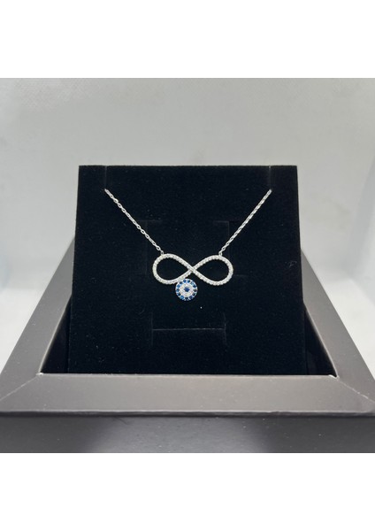 925 Ayar Gümüş Zirkon Taşlı Nazar Boncuklu Sonsuzluk Kolye fiyatları