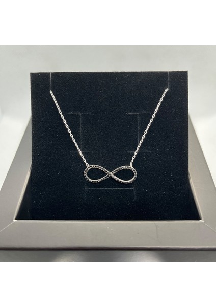 925 Ayar Gümüş Siyah Taşlı Sonsuzluk Kolye fiyatları