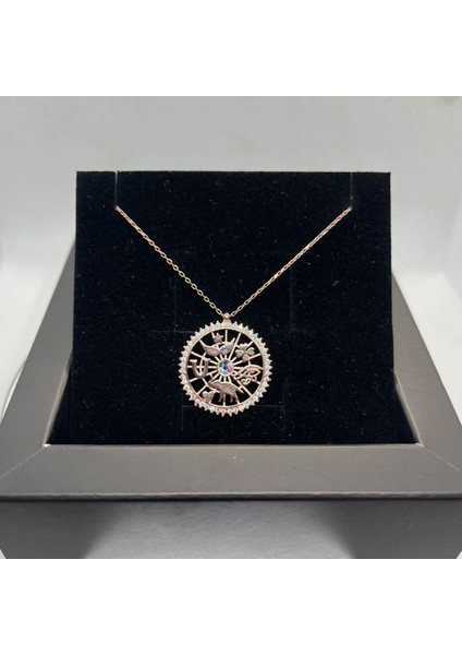 925 Ayar Gümüş Gold Kaplama Renkli Doğal Taşlı Şans Kolyesi fiyatları