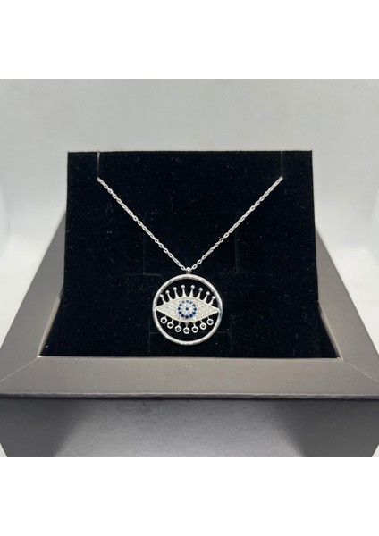 925 Ayar Gümüş Zirkon Taşlı Zarif Göz Kolyesi fiyatları