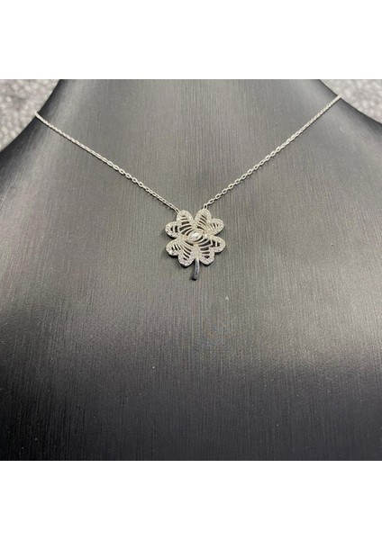 925 Ayar Gümüş Ay Işığı Çiçeği Kolye