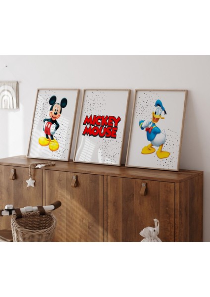 (Çerçevesiz) Mickey Mouse 3lü Poster Seti Çerçevesiz Duvar Posteri 3 Adet fiyatları