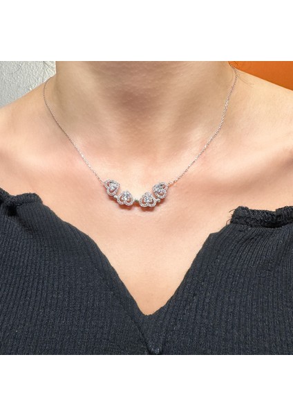 925 Ayar Gümüş Açılır Kapanır Zirkon Taşlı Yonca Kolye fiyatları