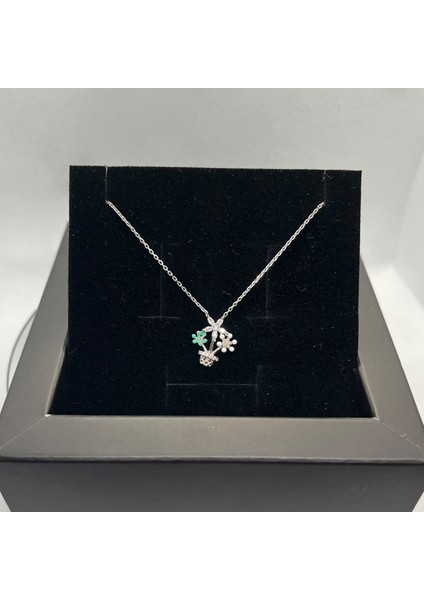 925 Ayar Gümüş Zirkon Taşlı Saksıda Çiçek Kolye fiyatları