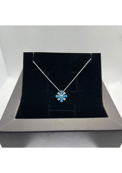 925 Ayar Gümüş Mavi Çiçek Güzelliği Kolye fiyatları