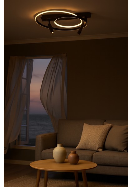 Kaykay Modern Avize LED 40W 51x51cm Alüminyum Profil Siyah Dorbien-ER-10383-2Y-BSY fırsatları