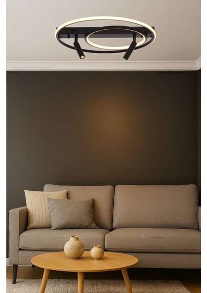 Kaykay Modern Avize LED 40W 51x51cm Alüminyum Profil Siyah Dorbien-ER-10383-2Y-BSY