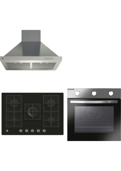 Preminox Ankastre Set ( HON602X-TN + HVG74K3B 75 cm Siyah Ocak + HCH6MXTK Inox)