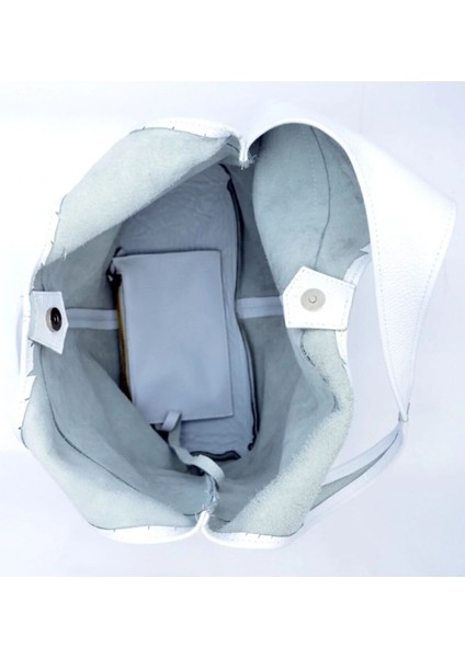 Randy Hakiki Deri Beyaz Omuz Çantası modelleri