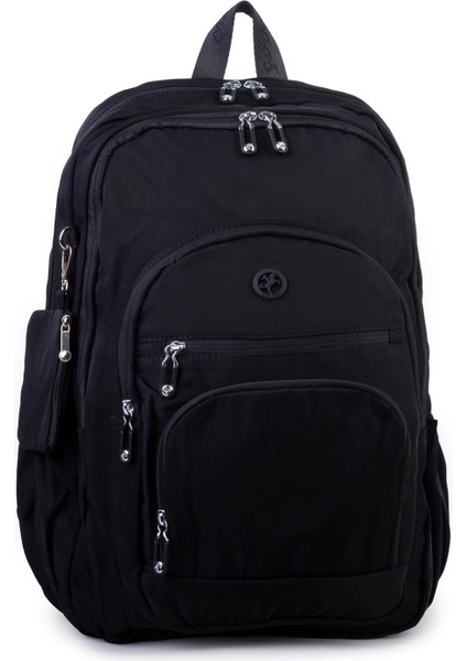 Unisex Hafif Büyük Boy Okul Çantası ve Spor Çantası Çok Gözlü Siyah