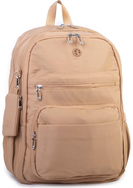 Unisex Büyük Boy Çok Gözlü Hafif Sırt Çantası Kum