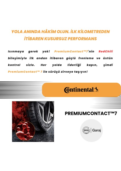 215/50R17 95Y Xl Fr Continental Premiumcontact™ 7 Yaz Lastiği - 2025 Üretimi ! Grupgaraj Güvencesiyle !