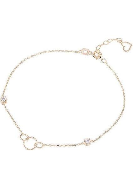 Mini Döngü Iki Taşlı Altın Bileklik