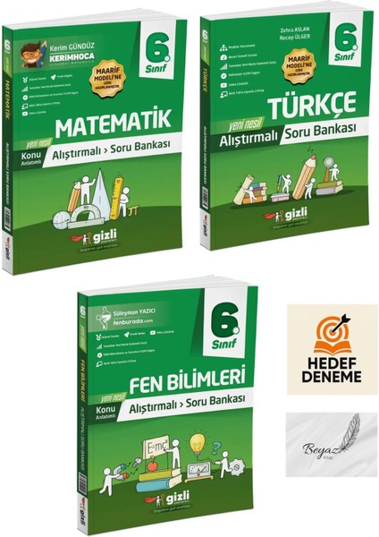 Gizli 6.sınıf Alıştırmalı Matematik Türkçe Fen Bilimleri Soru Bankası Hedef Deneme