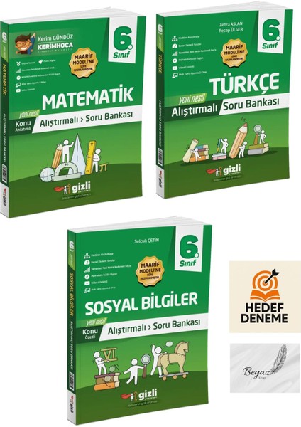 Gizli 6.sınıf Alıştırmalı Matematik Türkçe Sosyal Bilgiler Soru Bankası Hedef Deneme