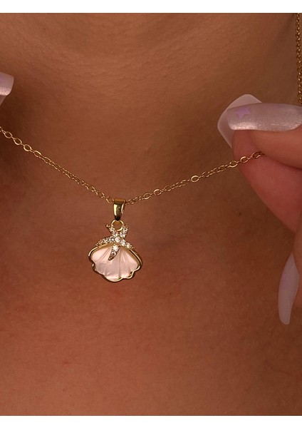 Kadın Krem Deniz Yıldızı Çelik Gold Kolye Zarif Ince Zincir Minimal Hediyelik Günlük fiyatları