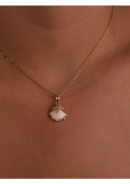 Kadın Krem Deniz Yıldızı Çelik Gold Kolye Zarif Ince Zincir Minimal Hediyelik Günlük indirimleri