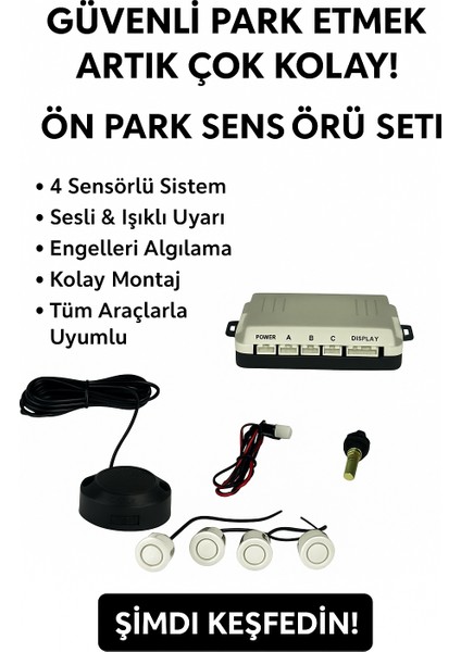 Cyclone Göstergesiz Sesli Araç Ön Park Sensörü Beyaz