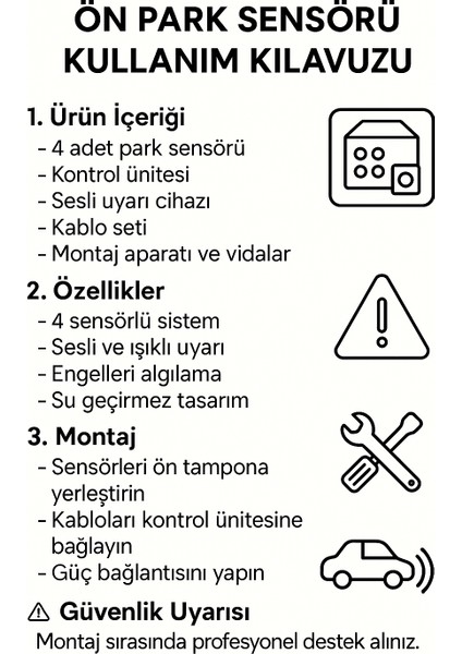 Cyclone Göstergesiz Sesli Araç Ön Park Sensörü Beyaz fiyatları