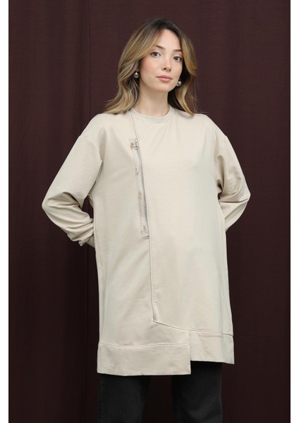 Kadın 10735 Işlemeli ve Fermuarlı Tunik