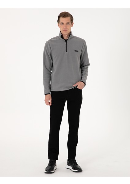 Erkek Gri Regular Fit Yarım Fermuarlı Polar Sweatshirt 50314056-VR024 fırsatları
