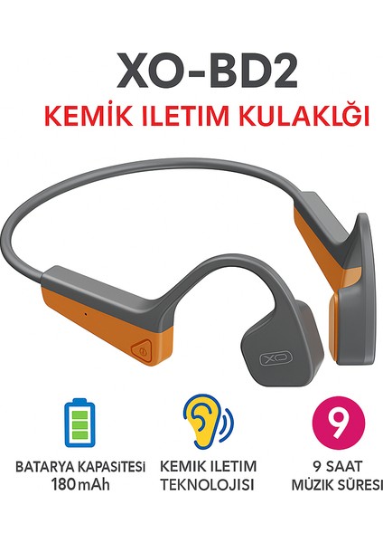 Bd2 Kemik Iletimli Kablosuz Kulaklık – 9.5 Saat Müzik Süresi, Spor ve Günlük Kullanıma Uygun