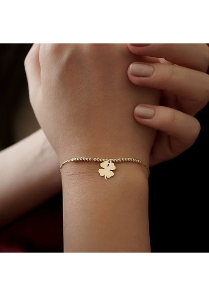 Dorikalı Mini Yonca Altın Bileklik