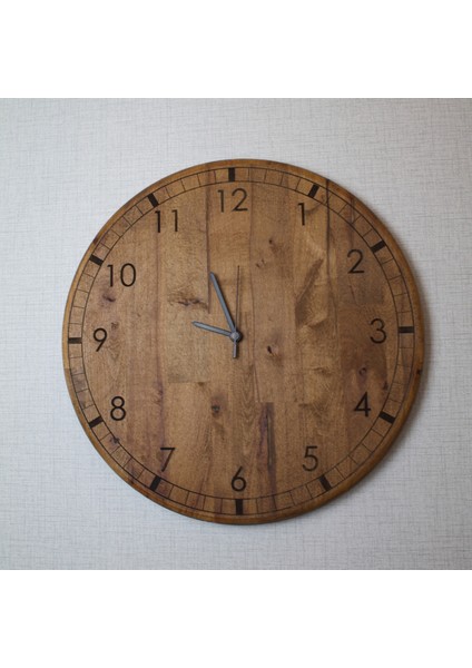 Sessiz Mekanizmalı Ahşap Duvar Saati - Lazer Işlemeli Sayılar - 16.5 Inch Gürgen Ağacı fiyatları