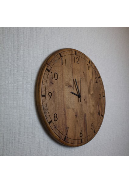 Sessiz Mekanizmalı Ahşap Duvar Saati - Lazer Işlemeli Sayılar - 16.5 Inch Gürgen Ağacı fırsatları