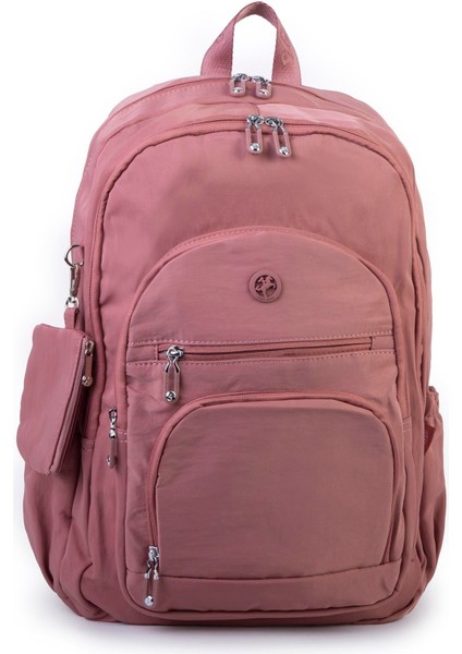 Unisex Hafif Büyük Boy Okul Çantası ve Spor Çantası Çok Gözlü Gül Kurusu