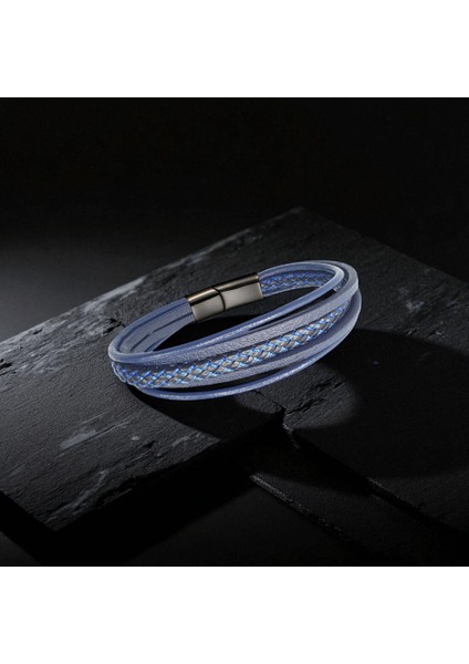 Mavi Siyah Çoklu Deri Bileklik 31833B2D7