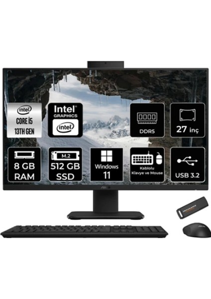 V470 Intel Core I5 13420H 8gb 512GB SSD 27" Fhd 100Hz Windows 11 Home All In One Bilgisayar