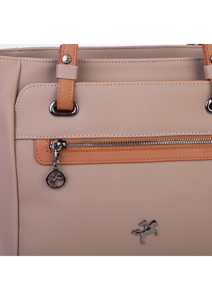 Kadın Büyük Boy Omuz Çantası Vizon Taba Lacste modelleri